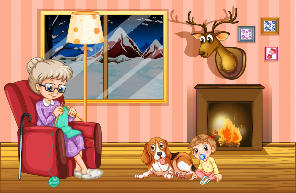 In the Living Room with Grandma jigsaw puzzle in Kids Puzzles puzzles on TheJigsawPuzzles.com