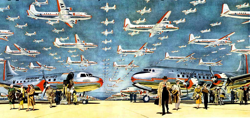 1954 Céu Cheio de Aviões-1 jigsaw puzzle in Aviação puzzles on TheJigsawPuzzles.com