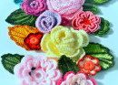 Crochet Flowers and Leaves Close-Up