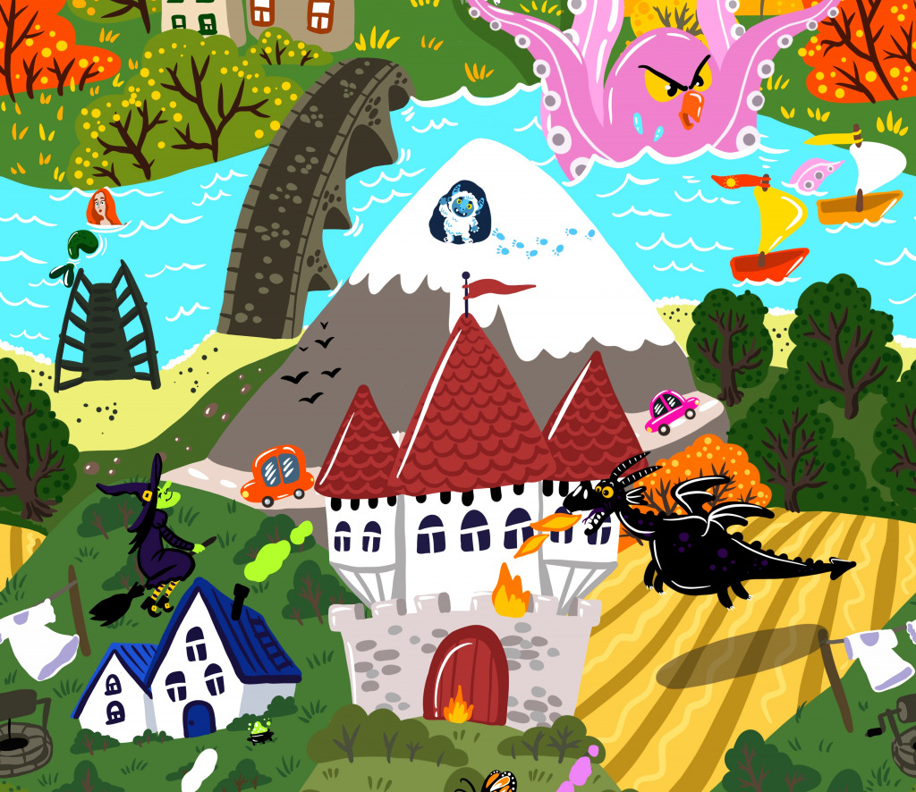 Castle, Fairy Animals and Sailboats jigsaw puzzle in Castles puzzles on TheJigsawPuzzles.com