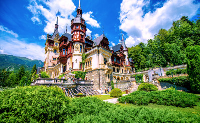 The beautiful Peles Castle and Garden in Sinaia