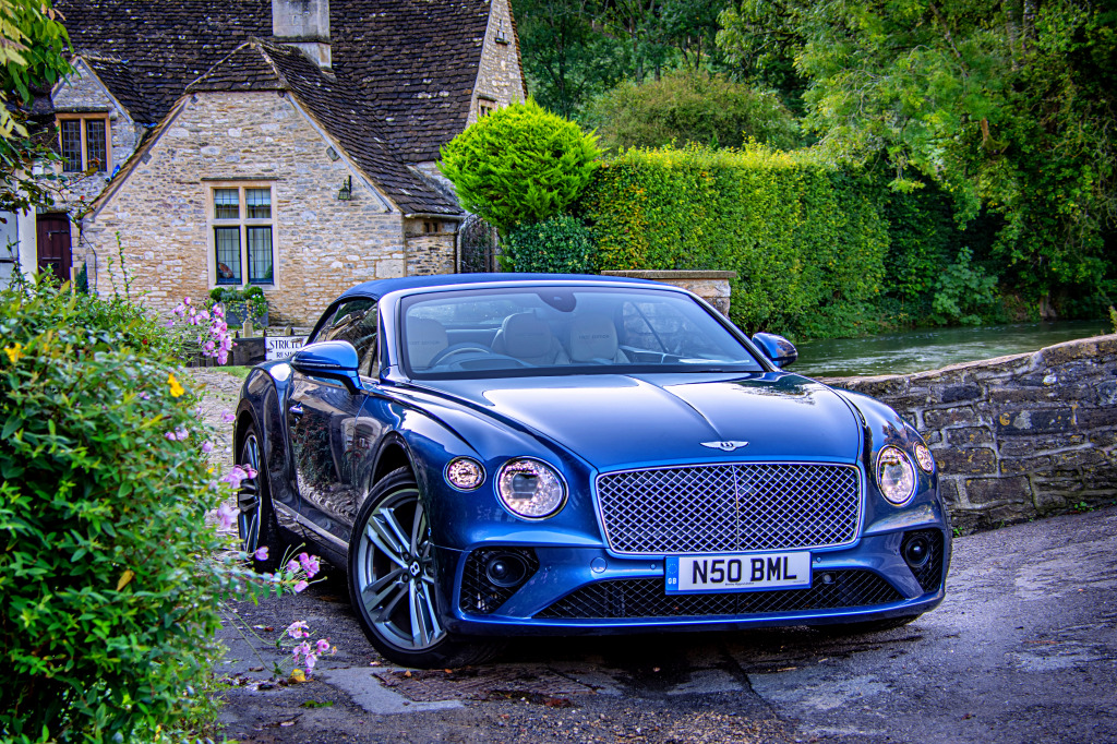 Bentley Continental GTC, Castle Combe, England jigsaw puzzle in Cars & Bikes puzzles on TheJigsawPuzzles.com