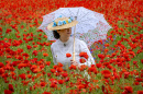 19th Century Woman in a Poppy Field