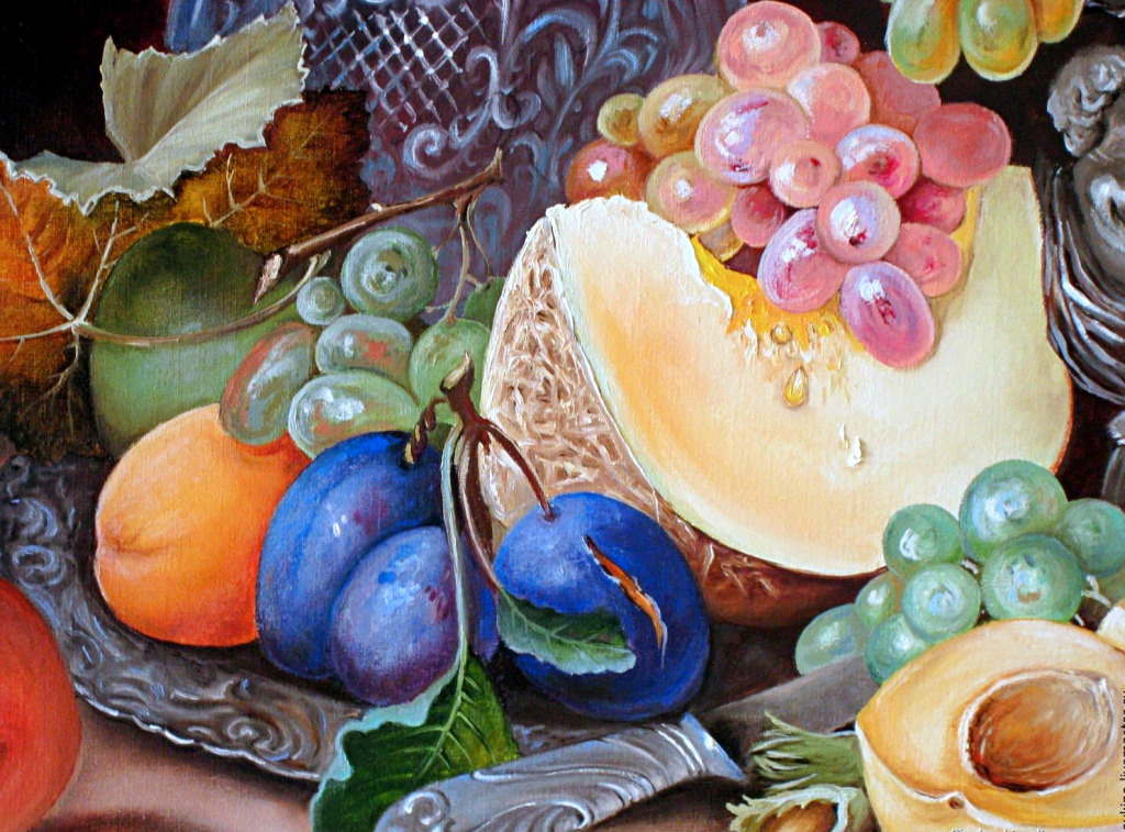 Nature morte aux fruits et raisins jigsaw puzzle in Chefs d'oeuvres puzzles on TheJigsawPuzzles.com