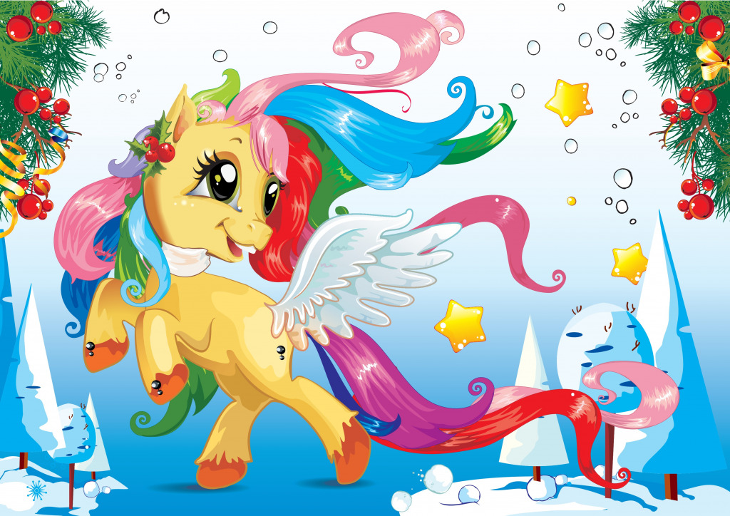 Little Horse with a Colored Tail and Mane jigsaw puzzle in Kids Puzzles puzzles on TheJigsawPuzzles.com