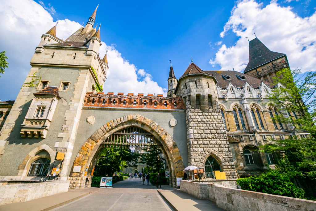 Entrance of the Vajdahunyad Castle, Budapest jigsaw puzzle in Castles puzzles on TheJigsawPuzzles.com