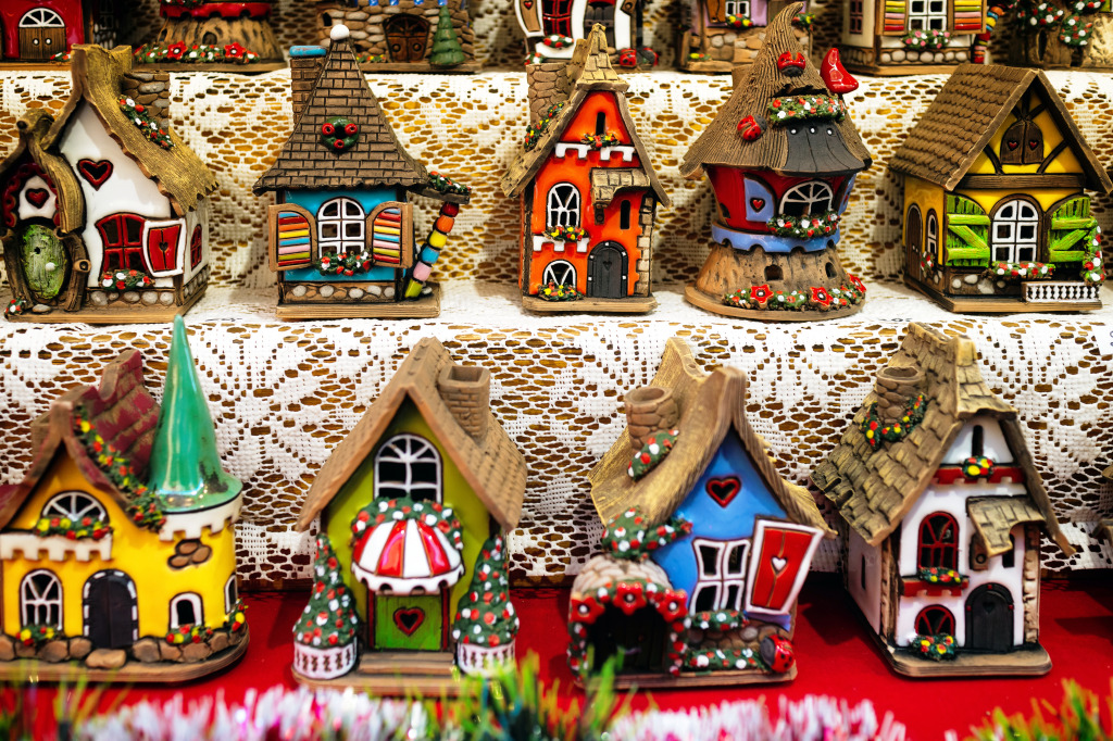 Ceramic Houses at a Christmas Market jigsaw puzzle in Puzzle of the Day puzzles on TheJigsawPuzzles.com