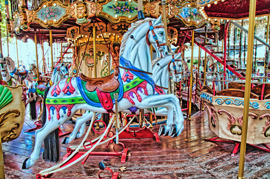 Retro Merry-Go-Round in Avignon, France jigsaw puzzle in Puzzle of the Day puzzles on TheJigsawPuzzles.com