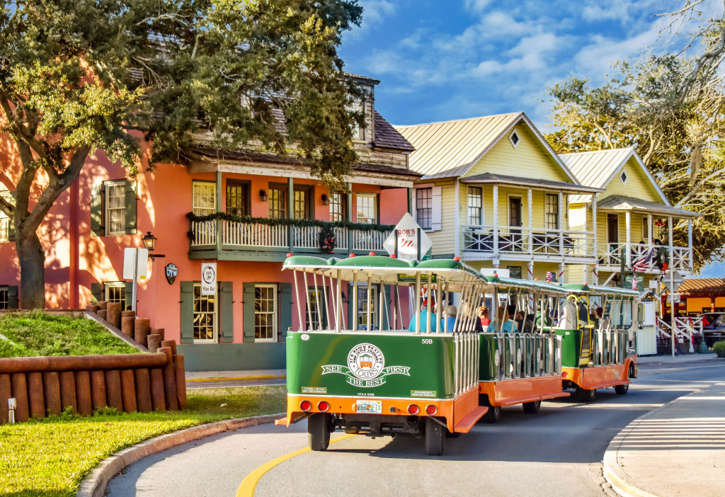 Old Town Tram Tour, St. Augustine, Florida, USA jigsaw puzzle in Street View puzzles on TheJigsawPuzzles.com