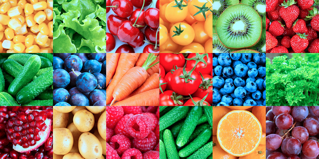 Collage of Fruits and Vegetables jigsaw puzzle in Fruits & Veggies puzzles on TheJigsawPuzzles.com