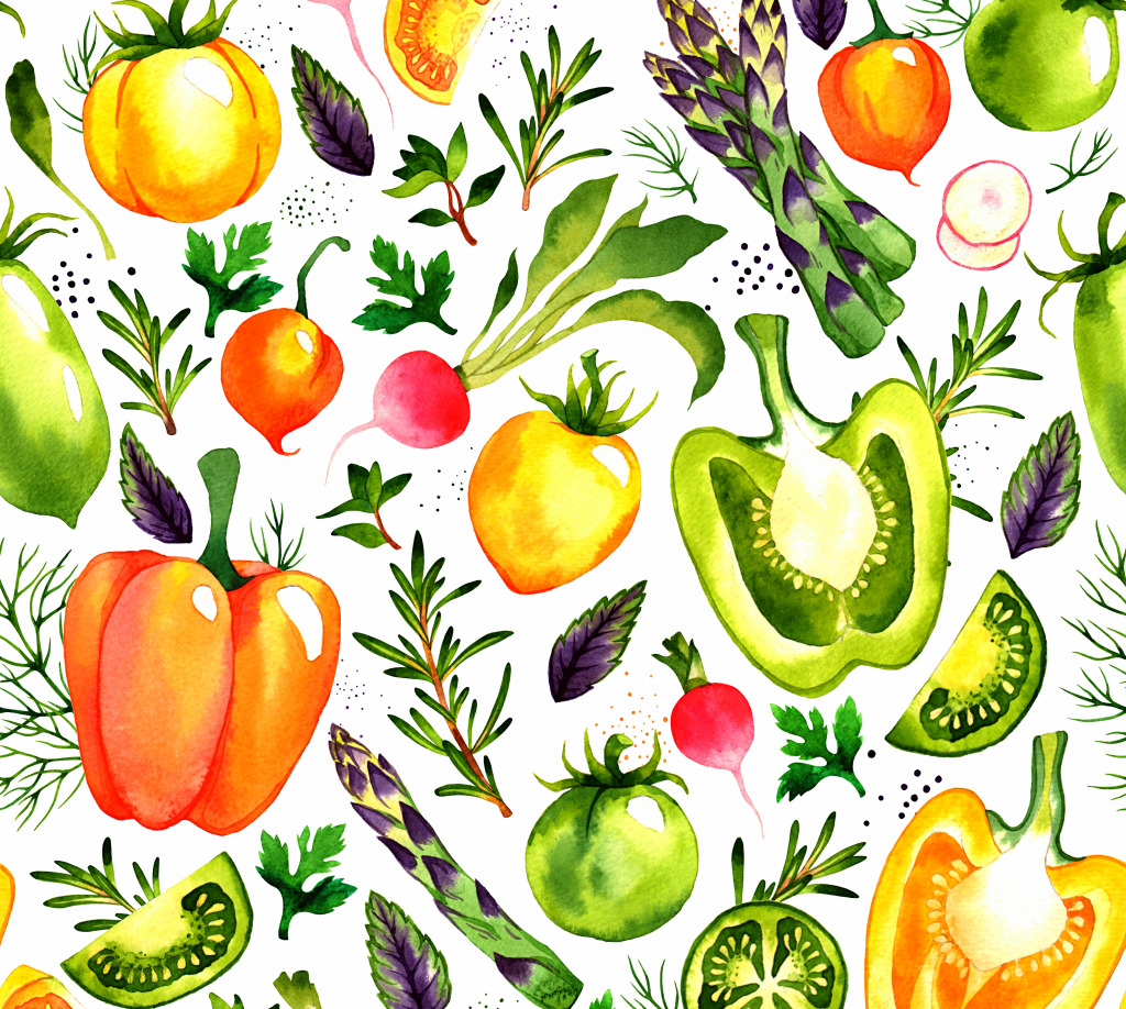 Légumes Aquarelle jigsaw puzzle in Fruits & Légumes puzzles on TheJigsawPuzzles.com