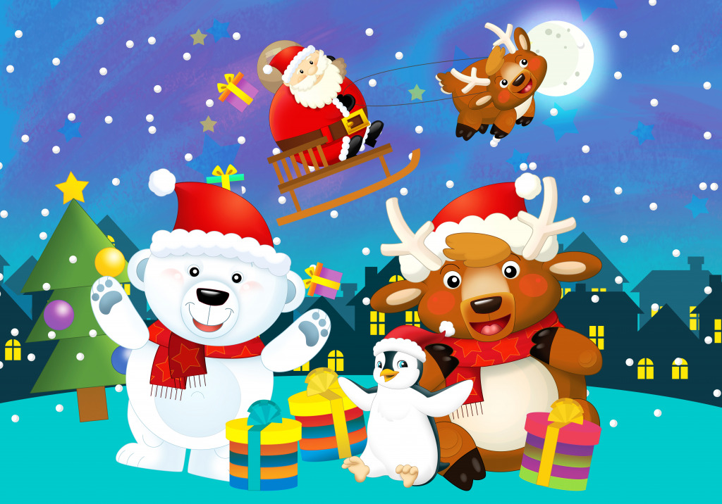 Christmas Happy Scene jigsaw puzzle in Kids Puzzles puzzles on TheJigsawPuzzles.com