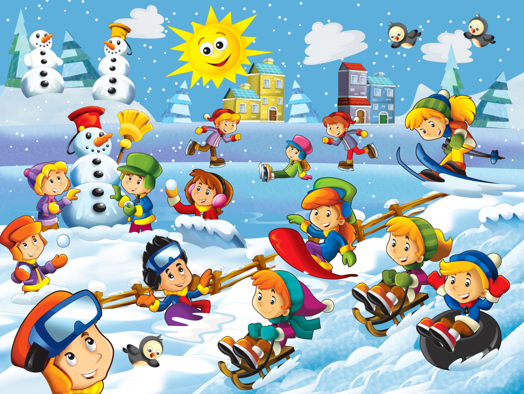 Winter Outdoor Activities for Kids jigsaw puzzle in Kids Puzzles puzzles on TheJigsawPuzzles.com