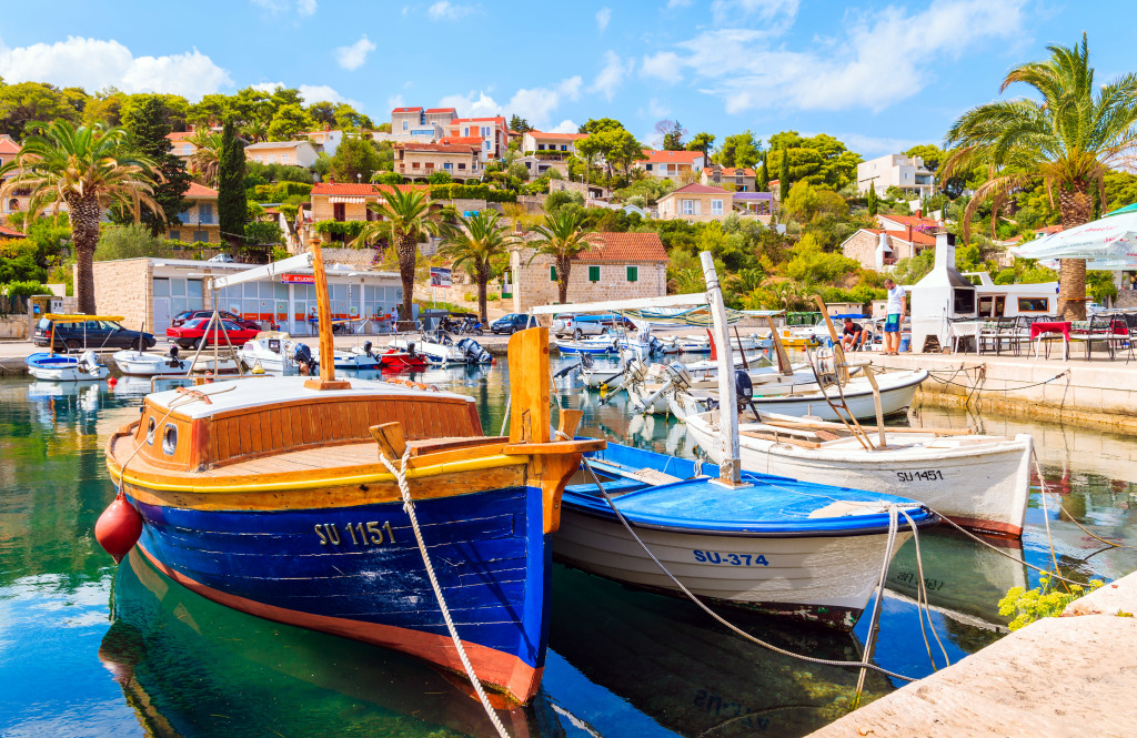 Fishing Boats in the Port of Splitska, Croatia jigsaw puzzle in Great Sightings puzzles on TheJigsawPuzzles.com