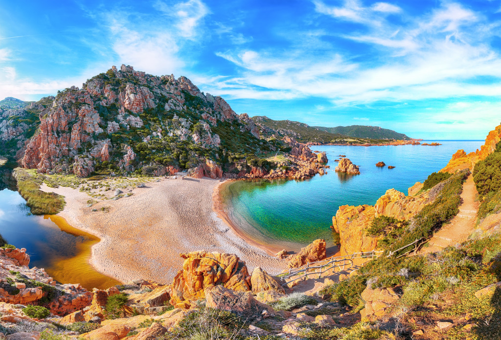 Vue fantastique sur la plage de Li Cossi, Sardaigne, Italie jigsaw puzzle in Magnifiques vues puzzles on TheJigsawPuzzles.com