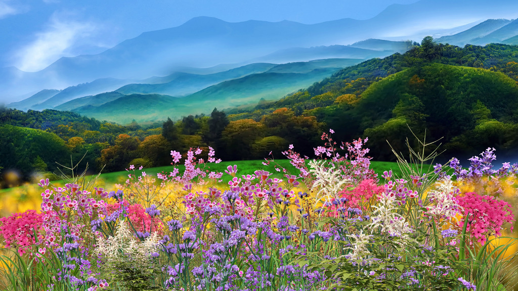 Berglandschaft mit Wildblumen jigsaw puzzle in Blumen puzzles on TheJigsawPuzzles.com