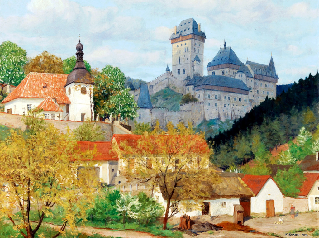 View of Karlstein Castle Near Prague jigsaw puzzle in Castles puzzles on TheJigsawPuzzles.com