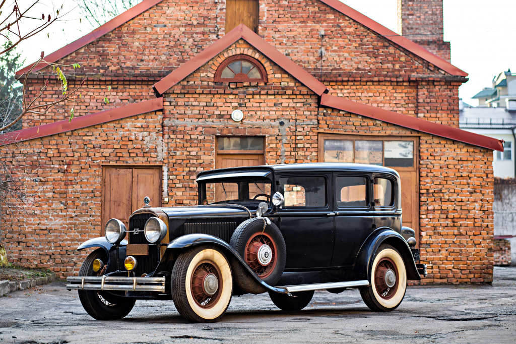 Old Buick against a Brick Wall, Minsk, Belarus jigsaw puzzle in Cars & Bikes puzzles on TheJigsawPuzzles.com