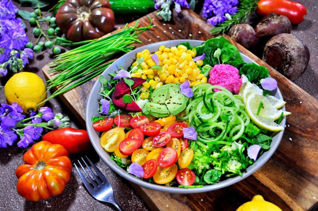 Rainbow Salad, Colorful Food jigsaw puzzle in Fruits & Veggies puzzles on TheJigsawPuzzles.com