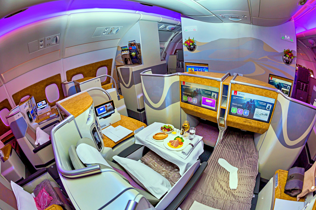 Emirates Airbus A380 Business Class jigsaw puzzle in Aviation puzzles on TheJigsawPuzzles.com