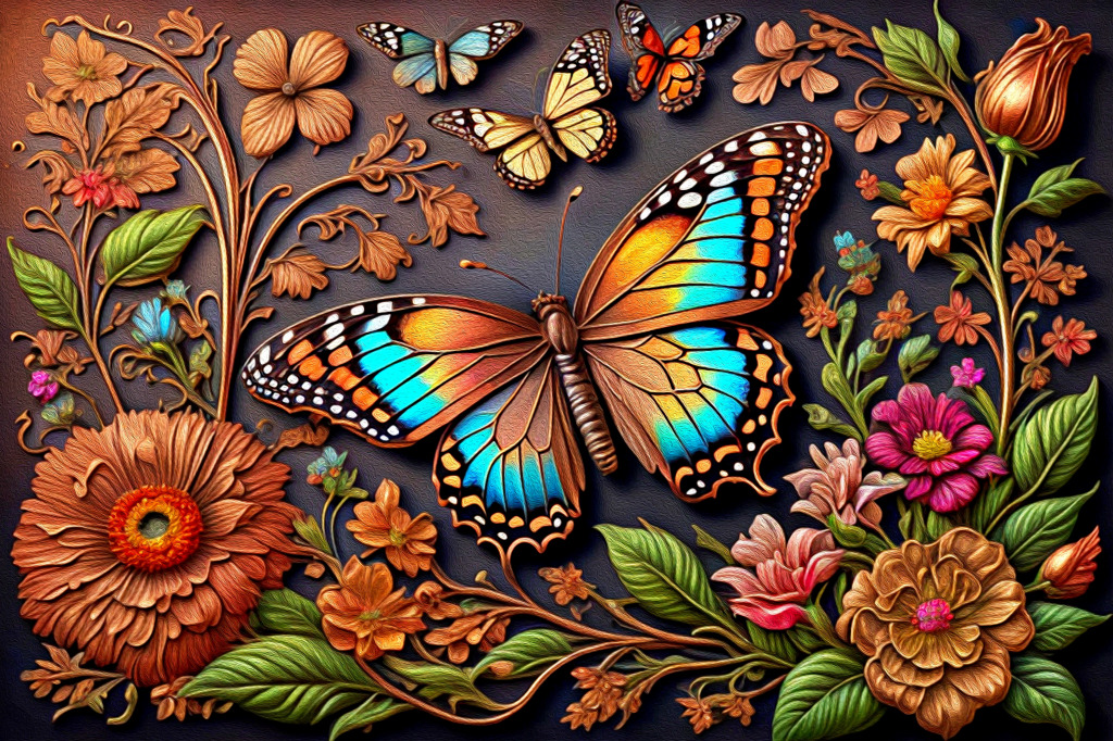 Flowers and Butterflies jigsaw puzzle in Flowers puzzles on TheJigsawPuzzles.com