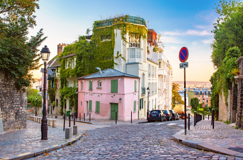 Das Viertel Montmartre in Paris im Morgengrauen, Frankreich jigsaw puzzle in Straßenansicht puzzles on TheJigsawPuzzles.com