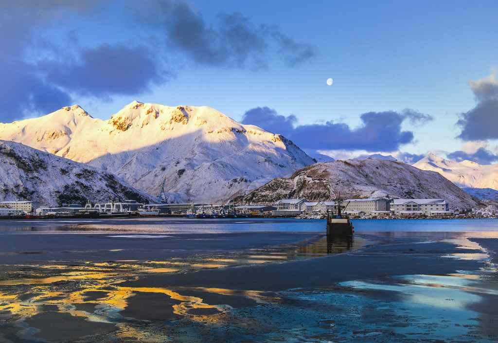Dutch Harbor Mountains jigsaw puzzle in Tim Westfeldt puzzles on TheJigsawPuzzles.com