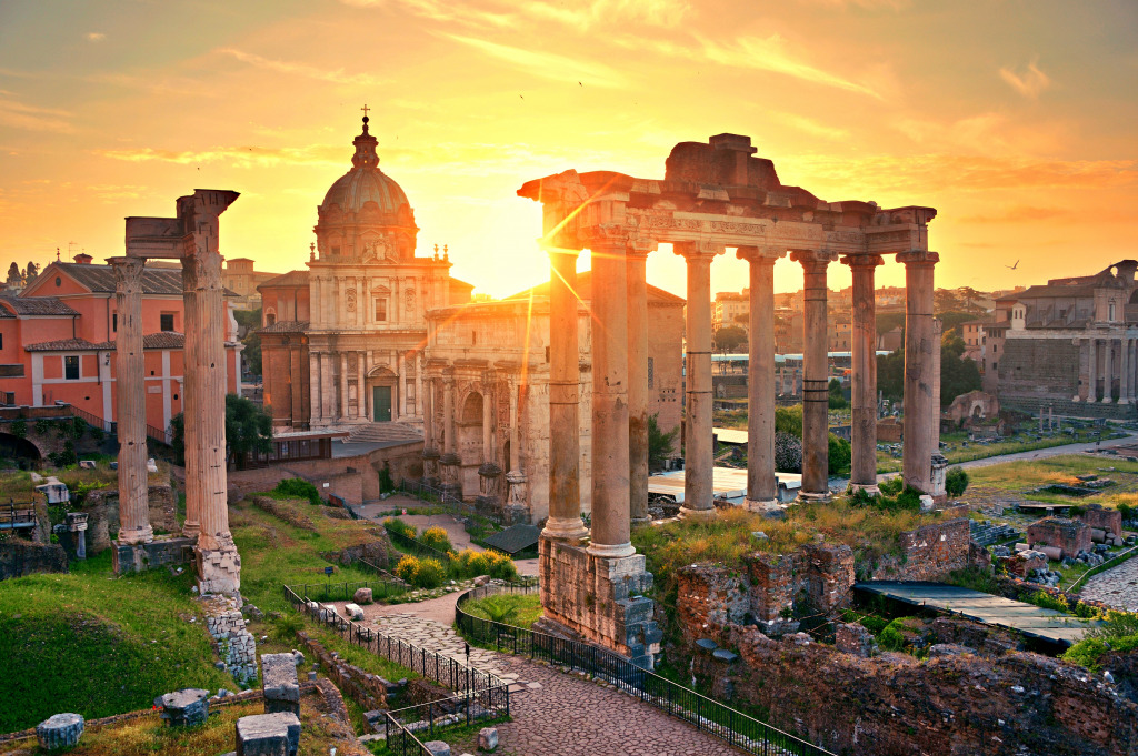 Roman Forum at Sunrise, Italy jigsaw puzzle in Puzzle of the Day puzzles on TheJigsawPuzzles.com