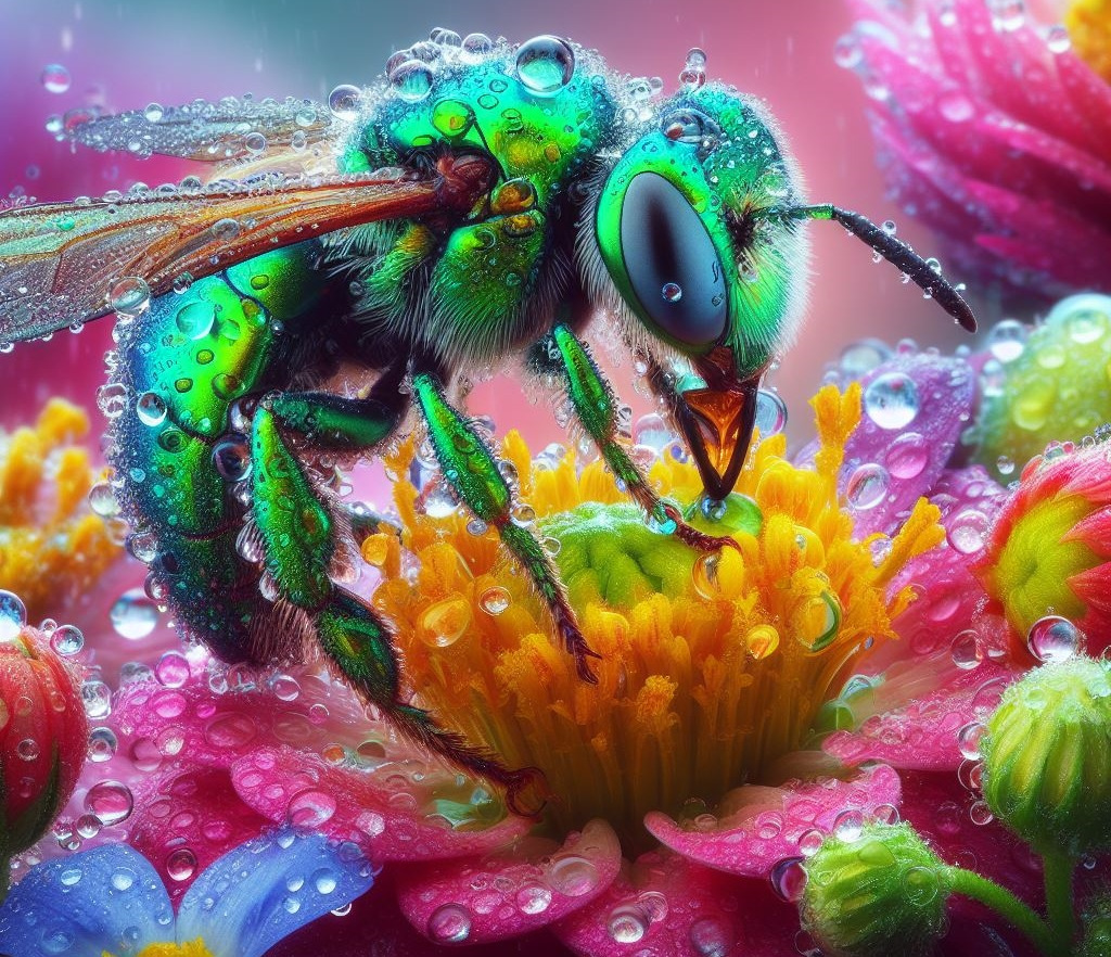 AI Image of a Fly on a Flower jigsaw puzzle in Puzzle of the Day puzzles on TheJigsawPuzzles.com