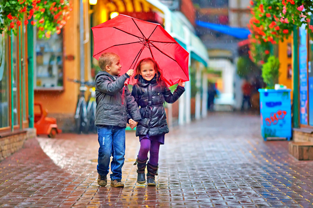 Walking in the Rain jigsaw puzzle in Puzzle of the Day puzzles on TheJigsawPuzzles.com