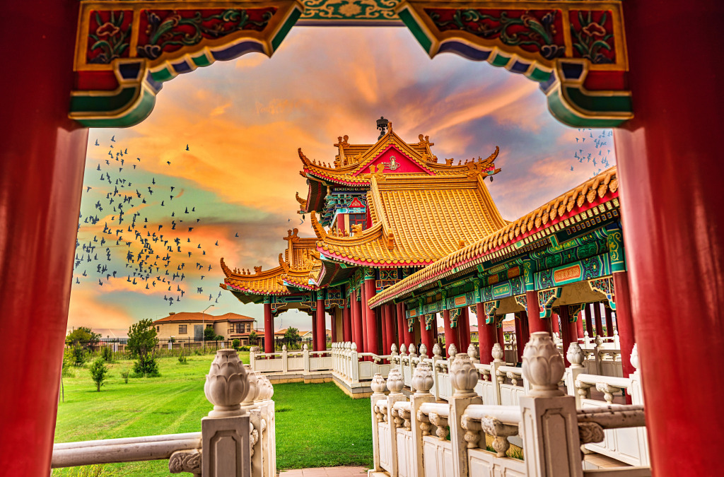 Nan Hua Buddhist Temple, South Africa jigsaw puzzle in Puzzle of the Day puzzles on TheJigsawPuzzles.com