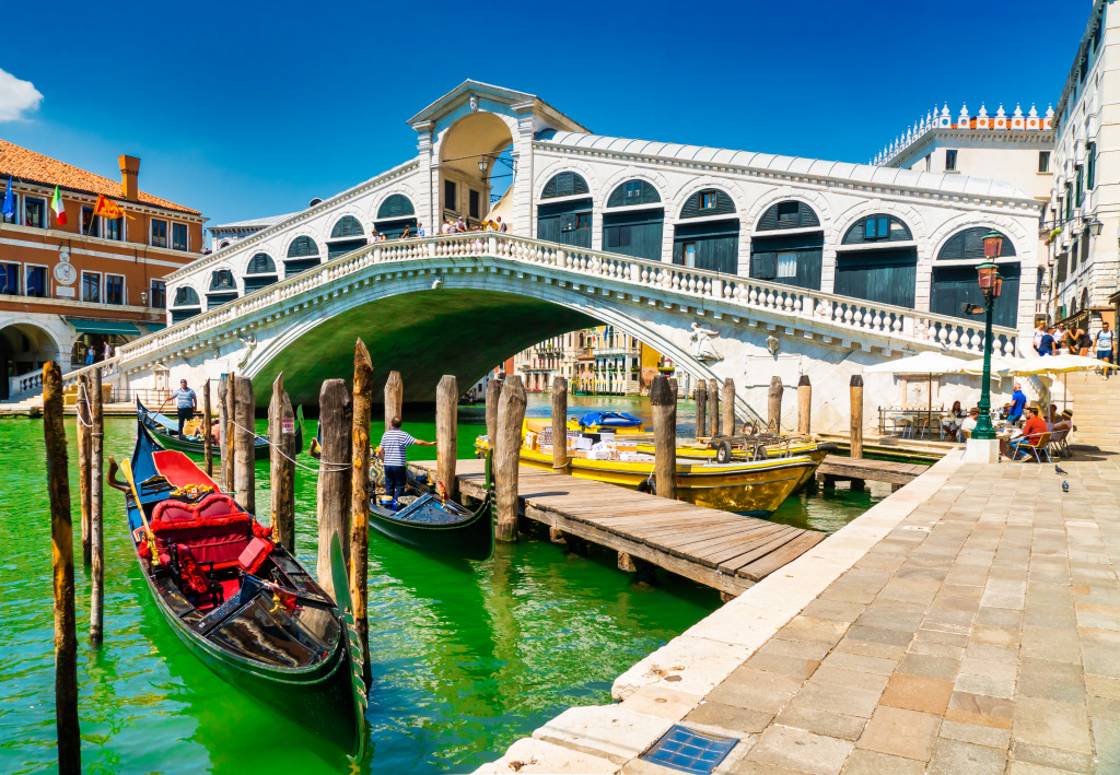 Der Canal Grande und die Rialtobrücke, Venedig, Italien jigsaw puzzle in Brücken puzzles on TheJigsawPuzzles.com