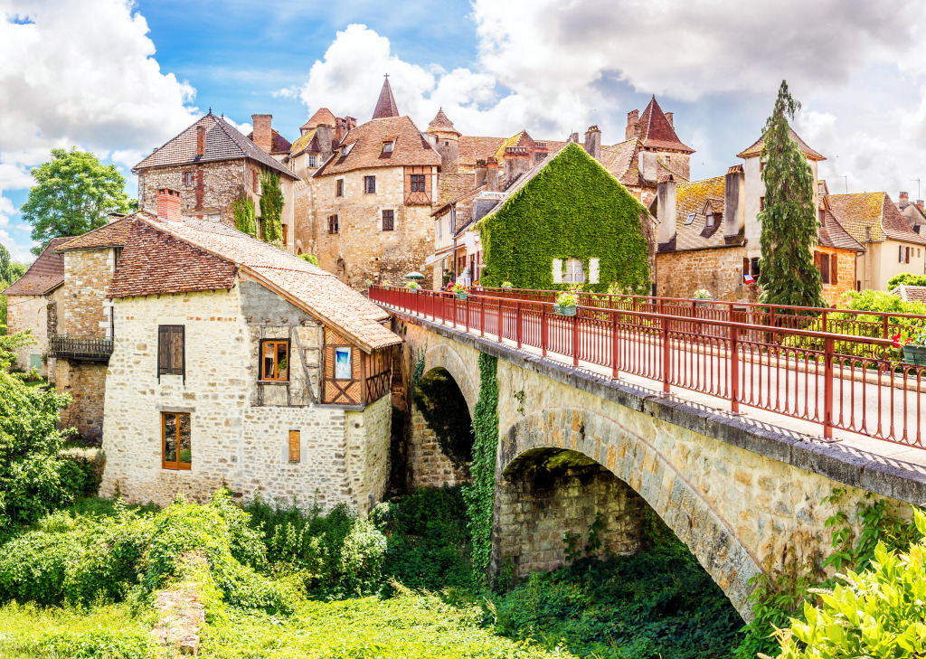 Blick auf das Dorf Carennac, Frankreich jigsaw puzzle in Brücken puzzles on TheJigsawPuzzles.com