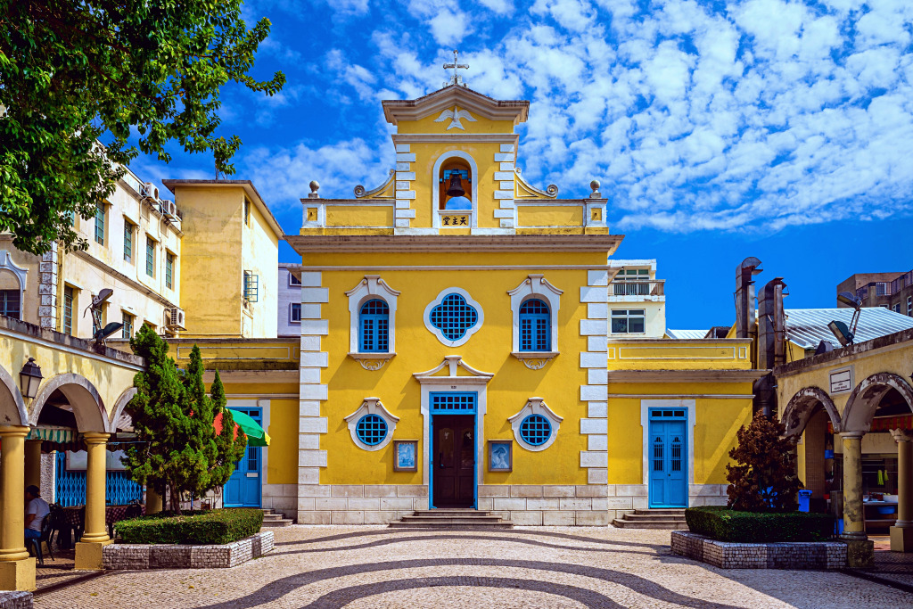 Chapel of St. Francis Xavier at Macau, China jigsaw puzzle in Street View puzzles on TheJigsawPuzzles.com