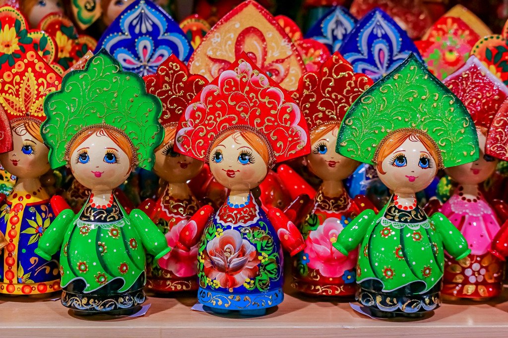 Display of Colorful Matryoshka Nesting Dolls jigsaw puzzle in Handmade puzzles on TheJigsawPuzzles.com