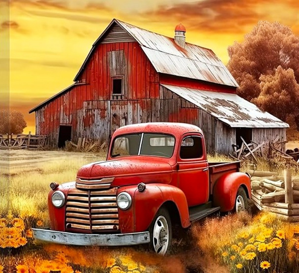 red truck_ jigsaw puzzle in Jody & Ron Marlin puzzles on TheJigsawPuzzles.com