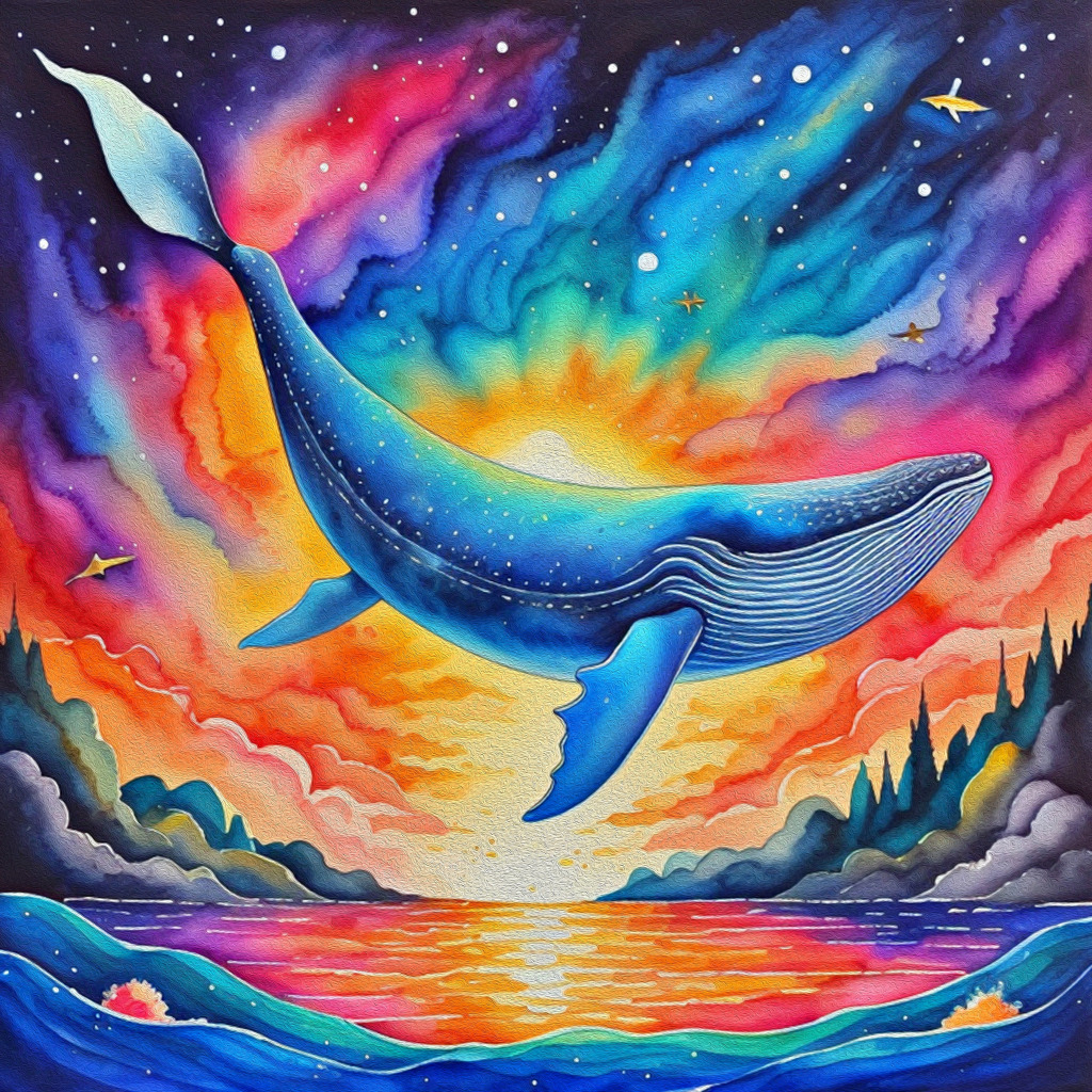 Whale Diving into Deep Space jigsaw puzzle in Kids Puzzles puzzles on TheJigsawPuzzles.com