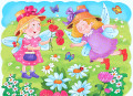 Cute Fairies among Flowers and Butterflies