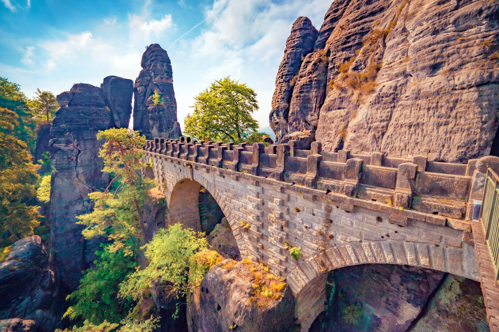 Saxon Switzerland National Park with Bastei Bridge jigsaw puzzle in Great Sightings puzzles on TheJigsawPuzzles.com