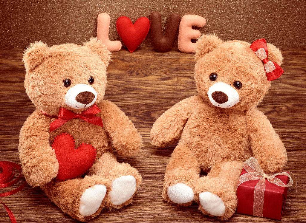 Teddy Bears jigsaw puzzle in Valentine's Day puzzles on TheJigsawPuzzles.com