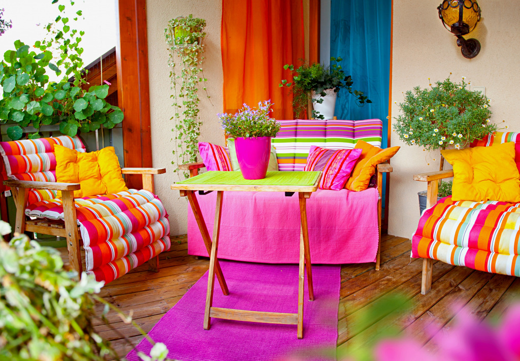 Wonderful Cozy Balcony with Lots of Flowers jigsaw puzzle in Puzzle of the Day puzzles on TheJigsawPuzzles.com