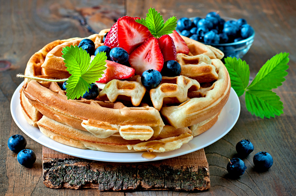 Belgian Waffles with Berries jigsaw puzzle in Puzzle of the Day puzzles on TheJigsawPuzzles.com