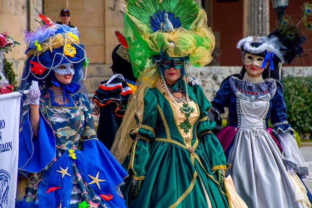 Carnival Costumes and Masks in Corfu, Greece jigsaw puzzle in Puzzle of the Day puzzles on TheJigsawPuzzles.com