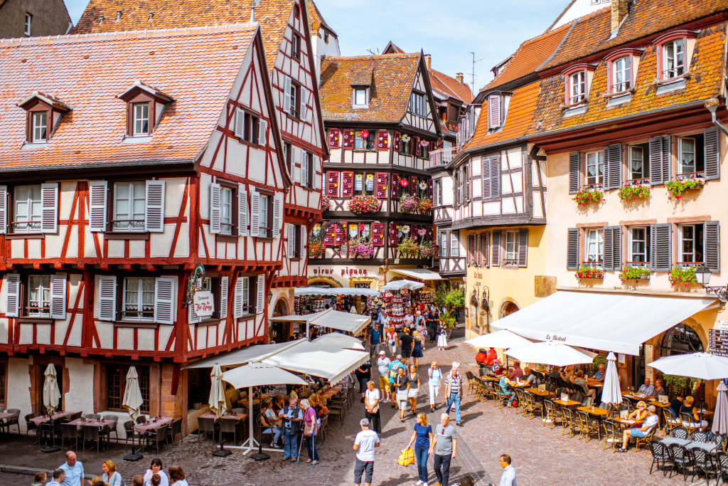 Half-Timbered Houses in Colmar, France jigsaw puzzle in Street View puzzles on TheJigsawPuzzles.com