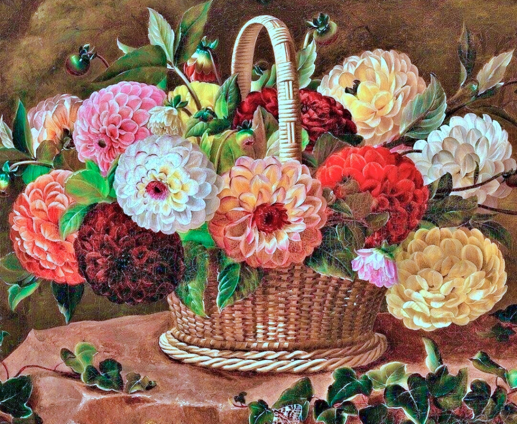 Ein Korb mit Blumen jigsaw puzzle in Blumen puzzles on TheJigsawPuzzles.com