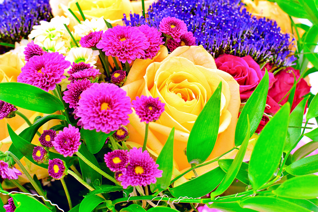 Bouquet of Multi-Colored Flowers jigsaw puzzle in Flowers puzzles on TheJigsawPuzzles.com