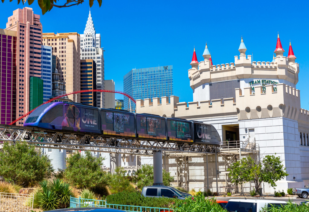 Train monorail à Las Vegas, Nevada, États-Unis jigsaw puzzle in Ponts puzzles on TheJigsawPuzzles.com