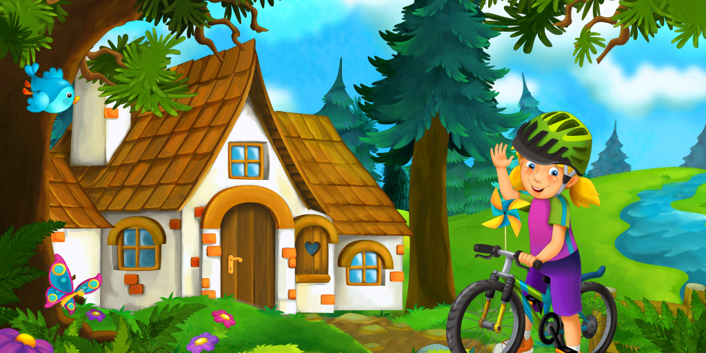 Bicycle Trip through the Woods jigsaw puzzle in Kids Puzzles puzzles on TheJigsawPuzzles.com