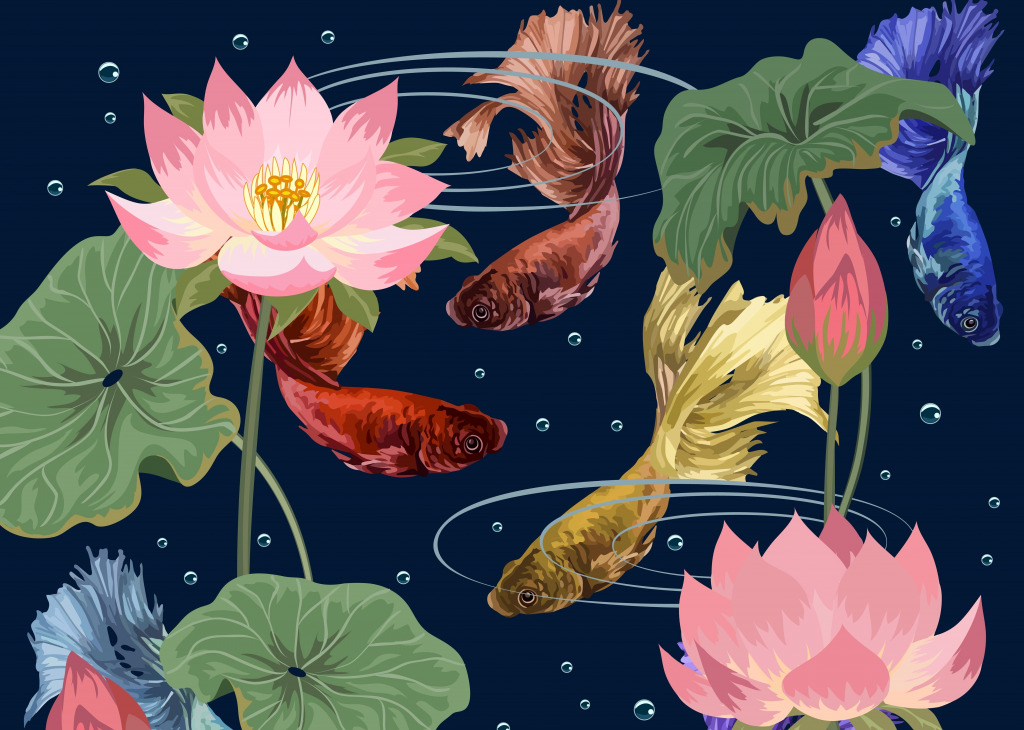 Colorful Fish and Water Lilies jigsaw puzzle in Under the Sea puzzles on TheJigsawPuzzles.com