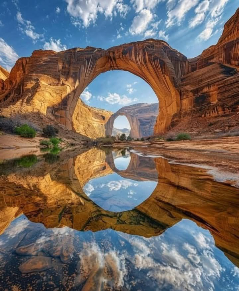 puzzle  rainbow bridge at arabian desert, Utah, United States jigsaw puzzle in Kathy Durr puzzles on TheJigsawPuzzles.com